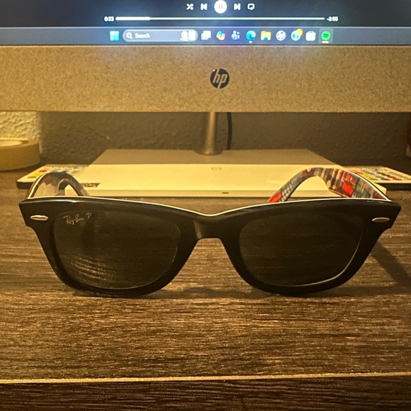 Ray-Ban Accessories - Ray-Ban Black and Multicolor Wayfarer Sunglasses - Polarized